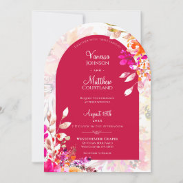 Invitation Elégant Aquarelle rose Orange Mariage d'arc floral