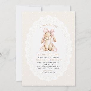Invitation Élégant Aquarelle Un 1er Anniversaire some bunny G