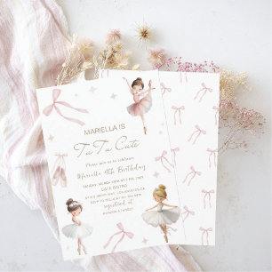 Invitation Élégant Aquarelle Un 4ème Anniversaire tutu mignon