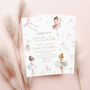 Invitation Élégant Aquarelle Un 5ème Anniversaire tutu mignon