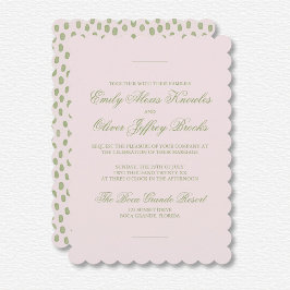 Invitation Elégant Aquarelle vert Mariage points rose