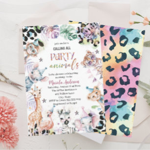 Invitation Elégant Aquarelle Wild Safari Animaux Baby shower