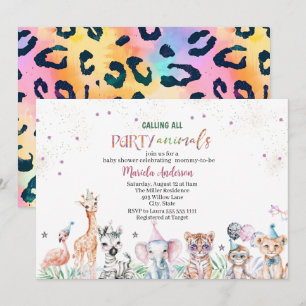Invitation Elégant Aquarelle Wild Safari Animaux Baby shower