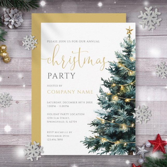 Invitation Élégant arbre de Noël moderne Parti d'entreprise (Elegant Modern Christmas Tree Corporate Party Invitation)