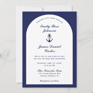 Invitation Elégant Arc Blanc & Marine Bleu Mariage nautique