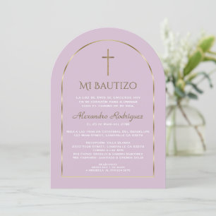 Invitation Elégant Arc Or violet espagnol Bautizo