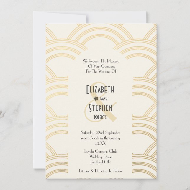 Invitation Elégant Arch Gatsby Art Déco 1920's Ivory & Gold (Devant)