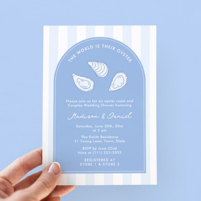 Invitation Elegant Arch Oyster Roast Couples Wedding Shower (The world is their oyster modern oyster roast couples shower or engagement party invitation)