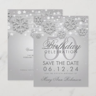 Invitation Elégant Argent 50e anniversaire Enregistrer la dat