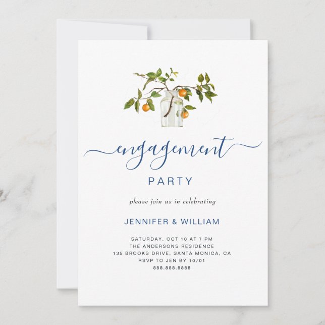 Invitation Elégant arrangement Citrus Photo Engagement Party (Devant)