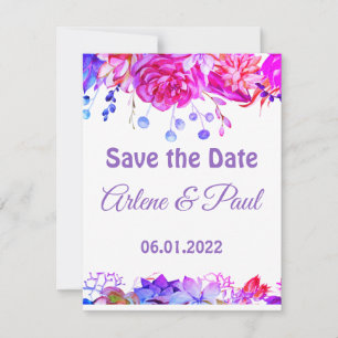 Invitation Élégant arrangement rose et violet
