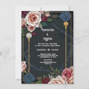 Invitation Elégant Art Déco Rose Vintage Wedding