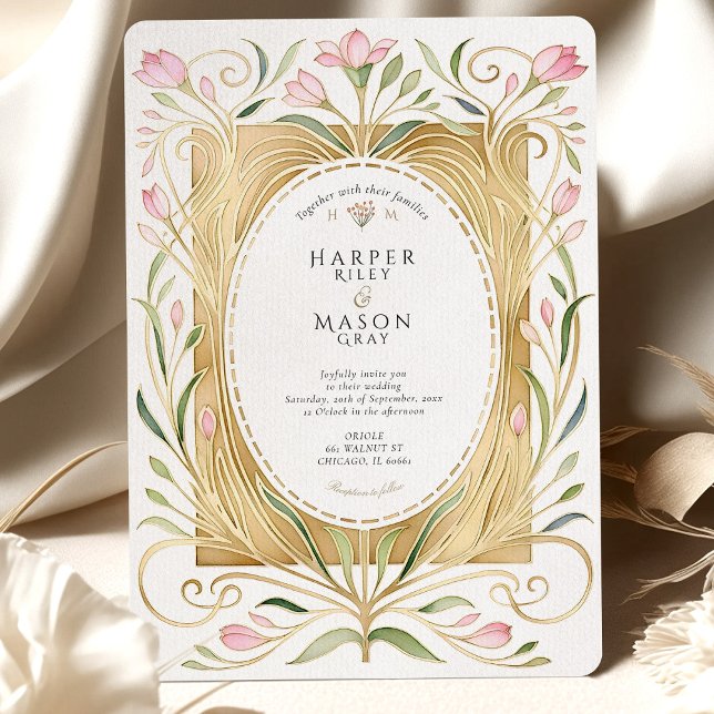 Invitation Elegant Art Nouveau Freesias Wedding Invite (Créateur téléchargé)