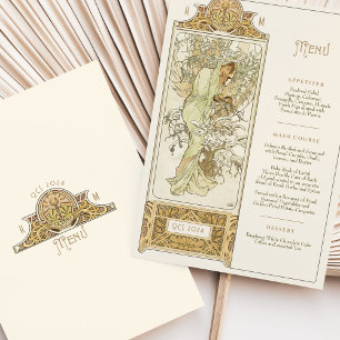 Invitation Elégant Art Nouveau Mariage Menu Dîner Mucha