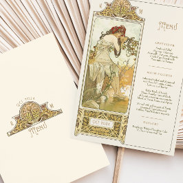 Invitation Elégant Art Nouveau Mariage Menu Dîner Mucha