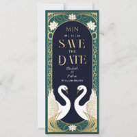 Elégant Art Nouveau Swans Sauvez la date