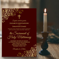 Élégant Auburn & Or Mariage catholique moderne