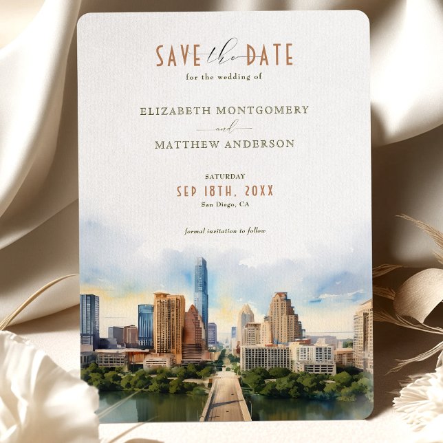 Invitation Elegant Austin, Texas Save-the-Date (Créateur téléchargé)