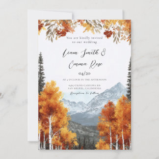 Invitation Élégant Automne Aquarelle Floral Mariage 