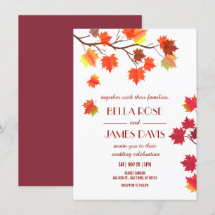 Invitation Elégant automne automne Bourgogne Mariage Invitati
