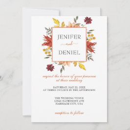 Invitation Élégant automne Feuilles Mariage automne