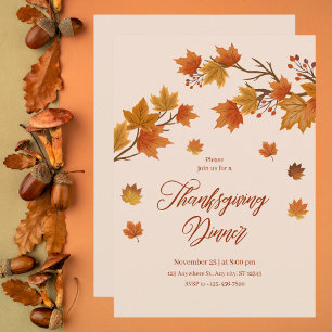Invitation Élégant automne part Thanksgiving Dîner