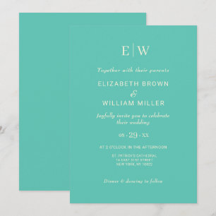 Invitation Élégant Awe aquatique simple avec Mariage Monogram