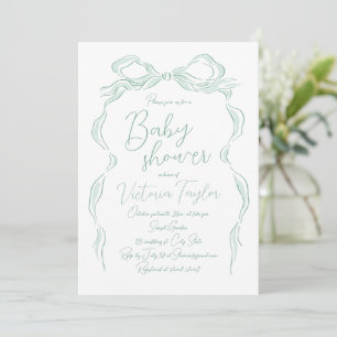 Invitation Élégant Baby shower à mâchoire vert clair