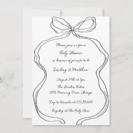 Invitation Elégant Baby shower à main tiré Wavy Bow