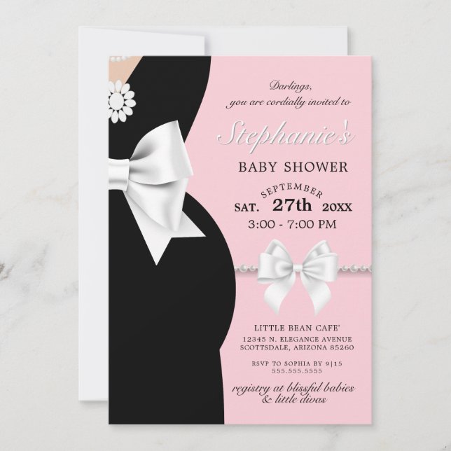 Invitation Élégant Baby shower à thème en verre rose vif Tiff (Devant)