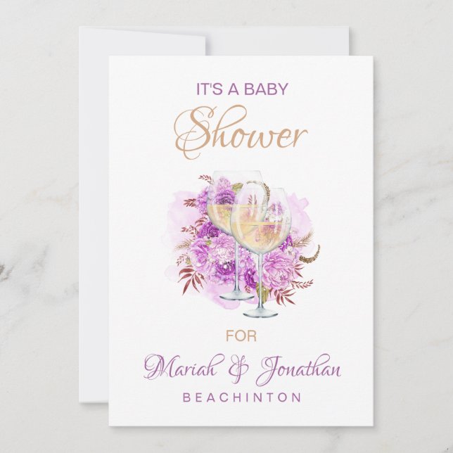 Invitation *~* Elégant BABY SHOWER au fromage à vin (Devant)