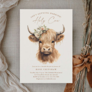 Invitation Élégant Baby Shower Bohème Vache des Highlands