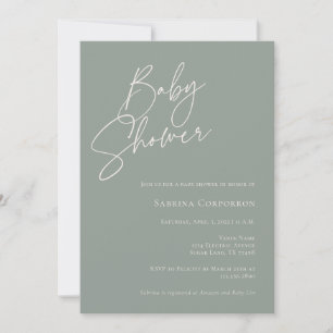 Invitation Elégant Baby shower Boho Neutre Genre   Sage