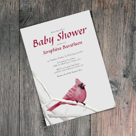 Invitation Élégant Baby shower cardinal de Noël Oiseau modern