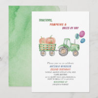 Elégant Baby shower Citrouille des tracteurs aquar