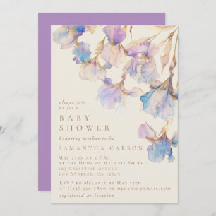Invitation Elégant Baby shower d'aquarelle florale Iris
