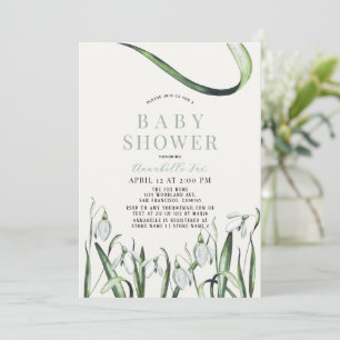Invitation Elégant Baby shower d'aquarelle Snowdrops