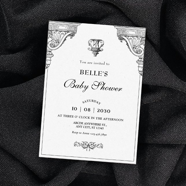 Invitation Elégant baby shower d'architecture Renaissance (Créateur téléchargé)