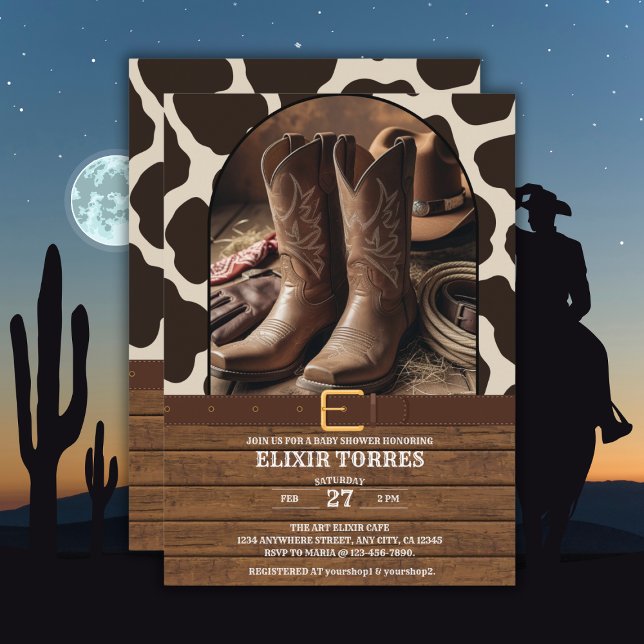 Invitation Élégant Baby shower de bottes de cowgirl (Créateur téléchargé)