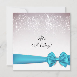 Invitation Élégant Baby shower de boue bleu étincelant