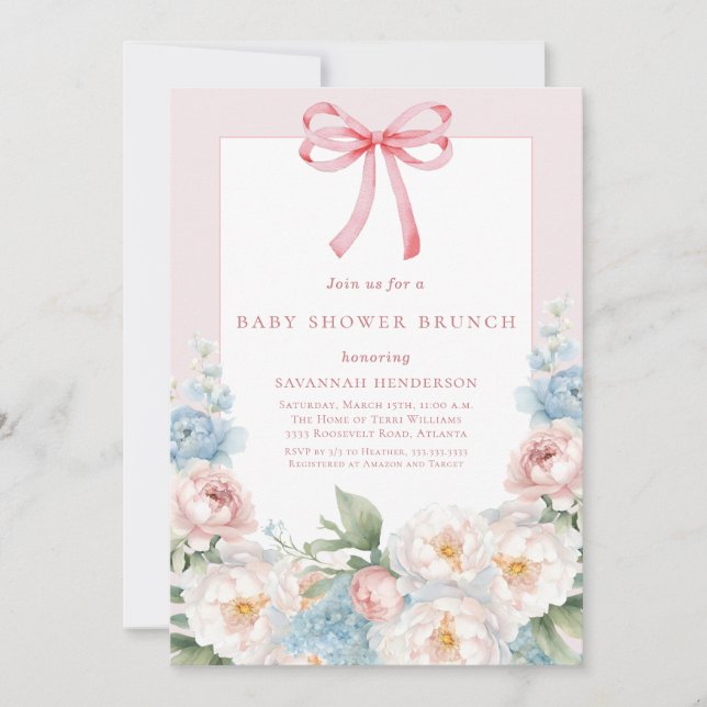 Invitation Elégant Baby shower de boue rose bleu (Devant)