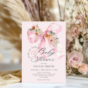 Invitation Élégant Baby shower de boue rose floral