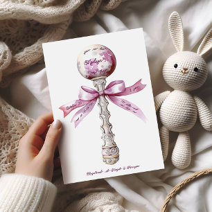 Invitation Élégant Baby shower de Bow Bow rose Argent