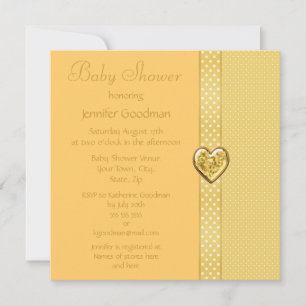 Invitation Elégant Baby shower de Bow Jaune & Bijoux Coeur