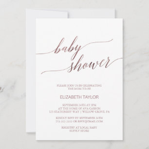 Invitation Élégant Baby shower de calligraphie or Rose