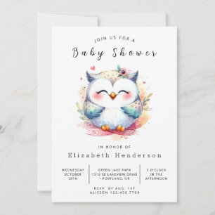 Invitation Élégant Baby shower de Chouette forestière