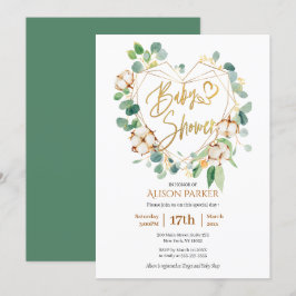 Invitation Elégant Baby shower de couronne de coeur d'or Euca