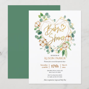 Invitation Elégant Baby shower de couronne de coeur d'or Euca