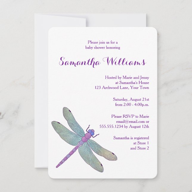Invitation Élégant Baby shower de dragonfly-color (Devant)