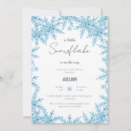 Invitation Elégant Baby shower de Flamme de neige bleu hiver